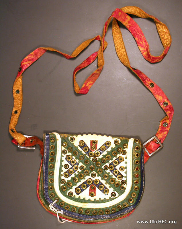 Hutsul leather bag with metal decorations