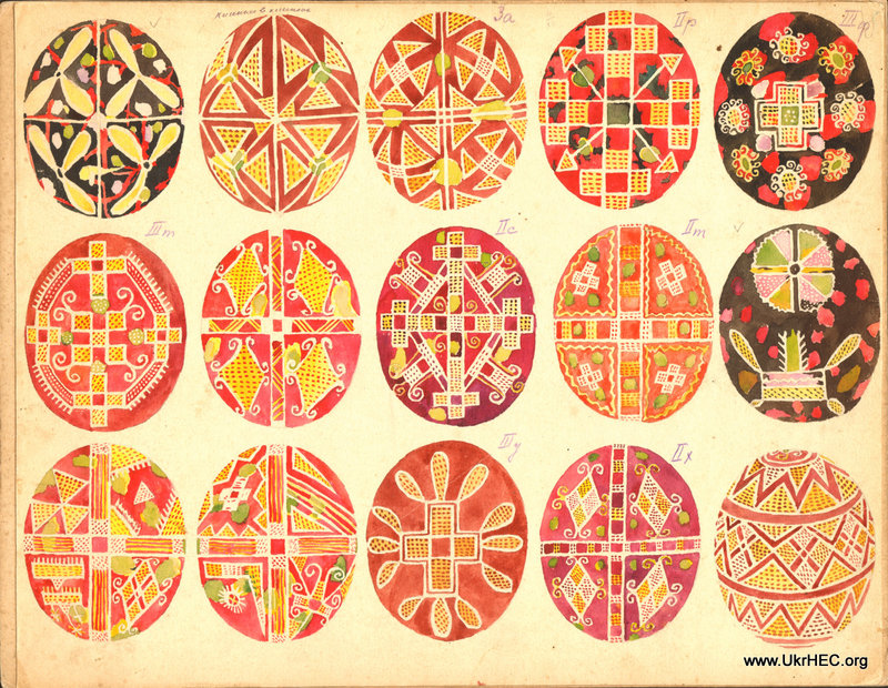 Watercolors of pysanka designs