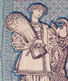 Woman holding a sheaf of wheat - detail of 1918 Ukrainian banknote