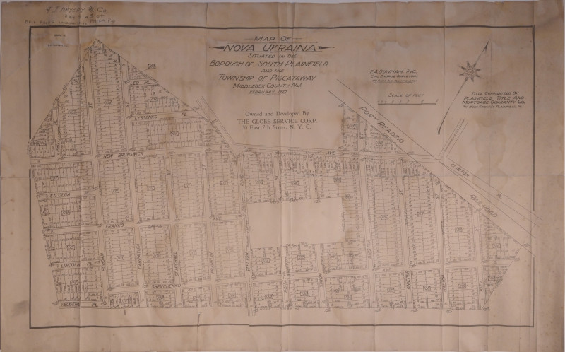 Map of Nova Ukraina Situated in the Borough of South Plainfield and the Township of Piscataway