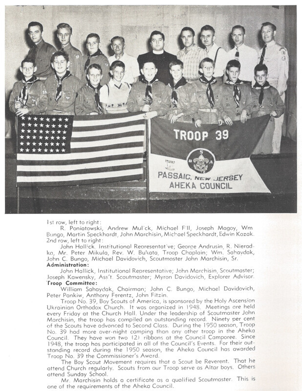 Boy Scout Troop No. 39 at Holy Ascension parish, Passaic