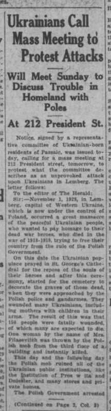 Ukrainians Call Mass Meeting to Protest Attacks -- Will Meet Sunday to Discuss Trouble in Homeland with Poles -- At 212 President Street