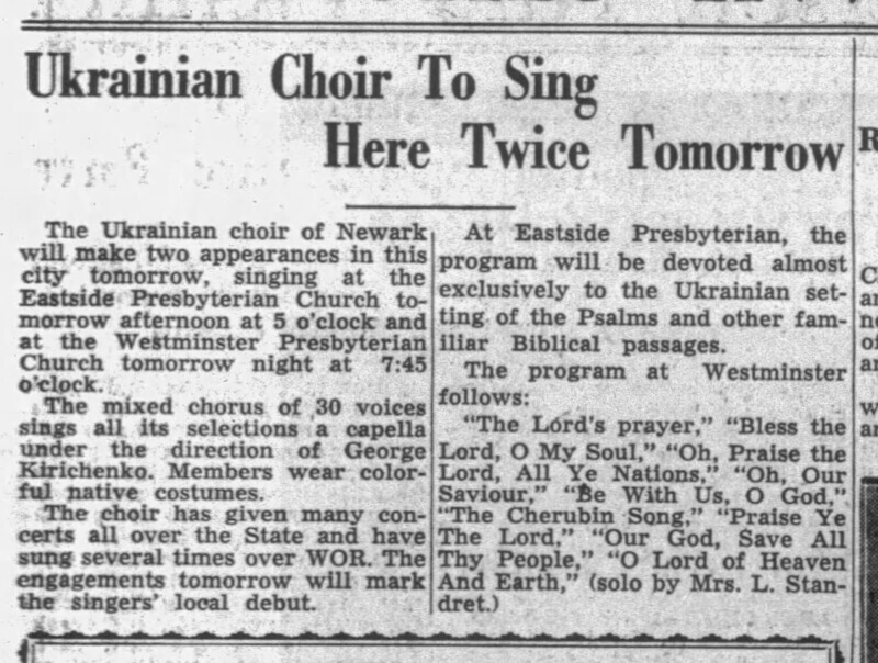 Ukrainian Choir to Sing Here Twice Tomorrow