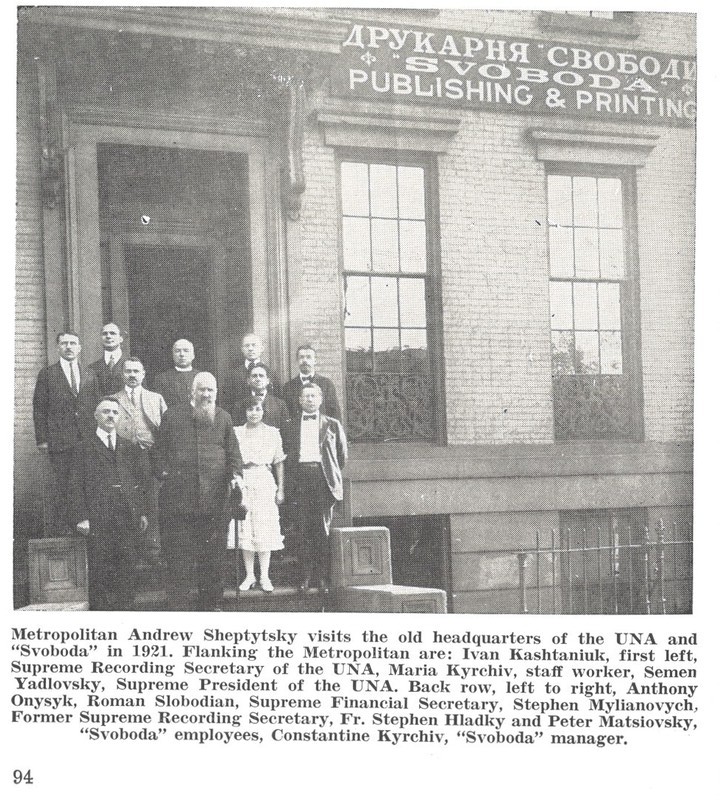 Metropolitan Andrew Sheptytsky visits the old headquarters of the UNA and "Svoboda" in 1921