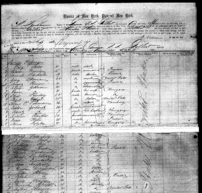 Passenger manifest showing the arrival of Paul (Pavlo) Filak