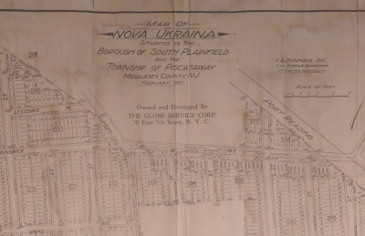Map of Nova Ukraina Situated in the Borough of South Plainfield and the Township of Piscataway